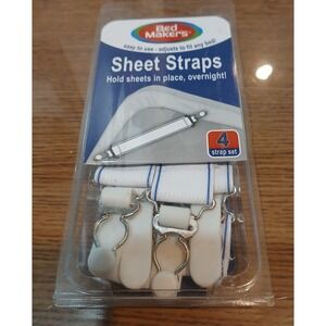 New 4 Pack Bed Maker's Sheet Straps Holds Sheets in Place Adjust to Fit any Size